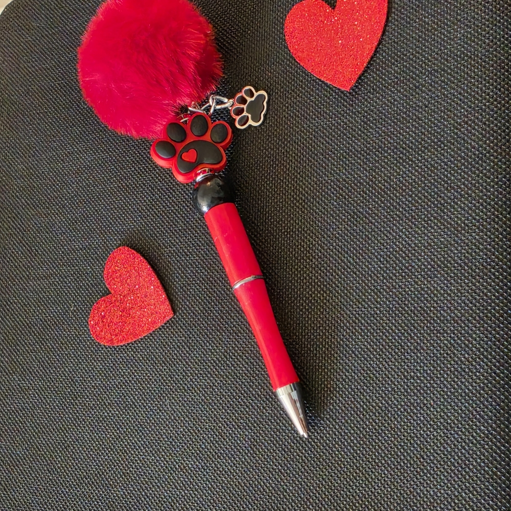 Furry Paw Charm Red Pen